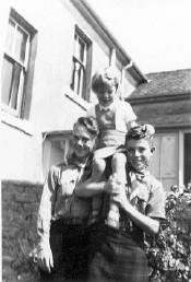 Ian and me with Ians sister Pamela on our shoulders in Alexander's garden